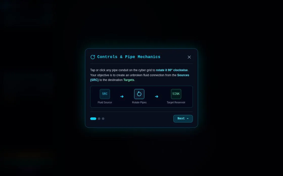 Neon Flow: Cyberpunk Pipe Network, as it opens in a browser tab