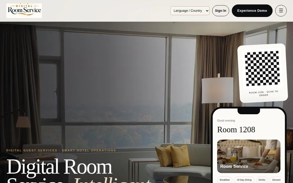 Digital Room Service, as it opens in a browser tab