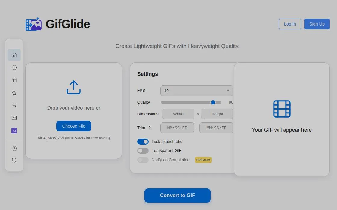 GifGlide, as it opens in a browser tab