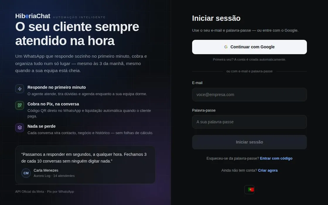 HiberiaChat, as it opens in a browser tab