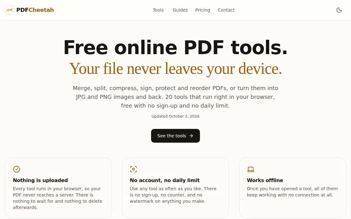 PDFCheetah, as it opens in a browser tab