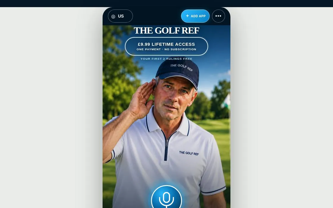 The Golf Ref, as it opens in a browser tab